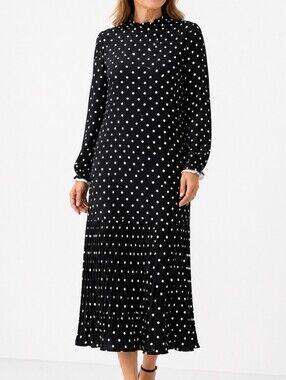 N By Nancy Elegant Black Polka Dot Lined Maxi Dress Small